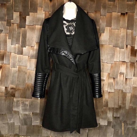 Faux Leather Trim Trench Coat 🖤 - Picture 5 of 12